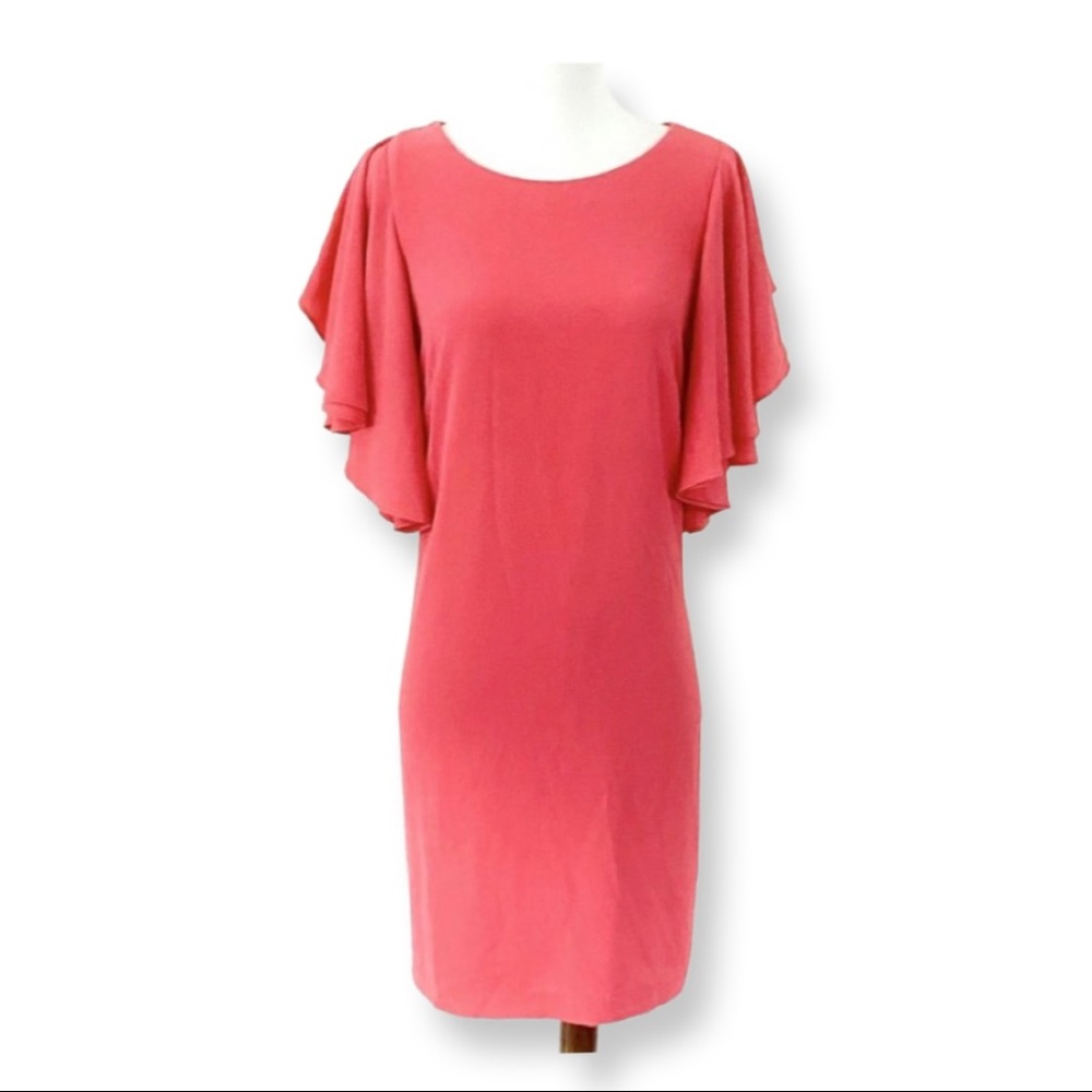 Vince Camuto Flutter Sleeve Crepe Calypso Coral D… - image 1